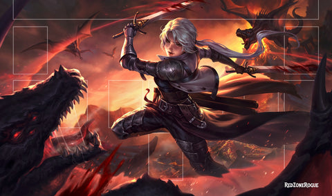 Vehya, Dragonslayer - Official Red Zone Rogue Premium Stitched Playmat